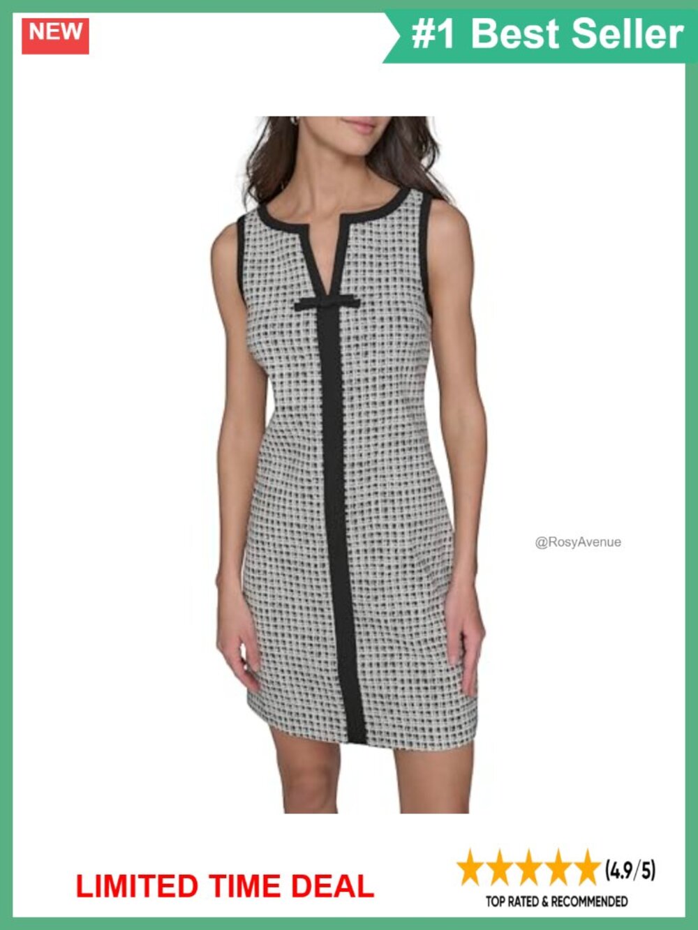 Sleeveless Split Neck A-Line Mini Dress with Bow Detail